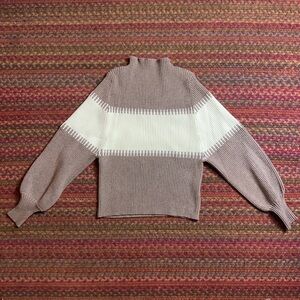 NWOT RIBBED PUFFY SLEEVE MOCK NECK SWEATER